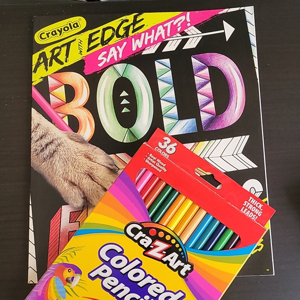 Crayola colored pencils and coloring book